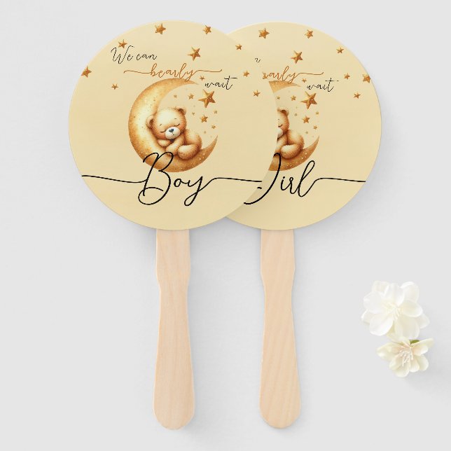 Niedliches Schlaf-Bärengeschlecht offenbart Handfa Fächer (Vorne und Hinten)