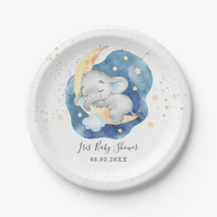 Niedliches Schlafbaby Elephant Moon Star Boy Dusch Pappteller