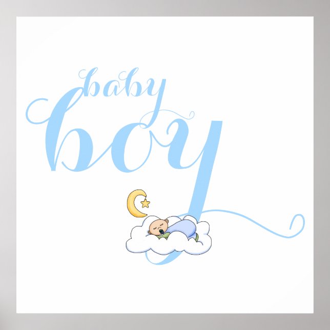 Niedliches Schlafbabytypografie-Kinderzimmer Poster (Vorne)