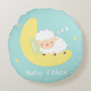 Niedliches Schlafen Baby Lamb Kinder Kinderzimmer  Rundes Kissen