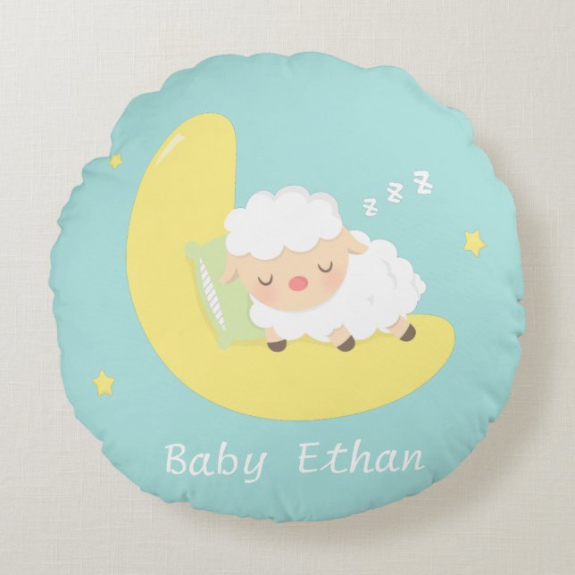 Niedliches Schlafen Baby Lamb Kinder Kinderzimmer  Rundes Kissen (Vorderseite)
