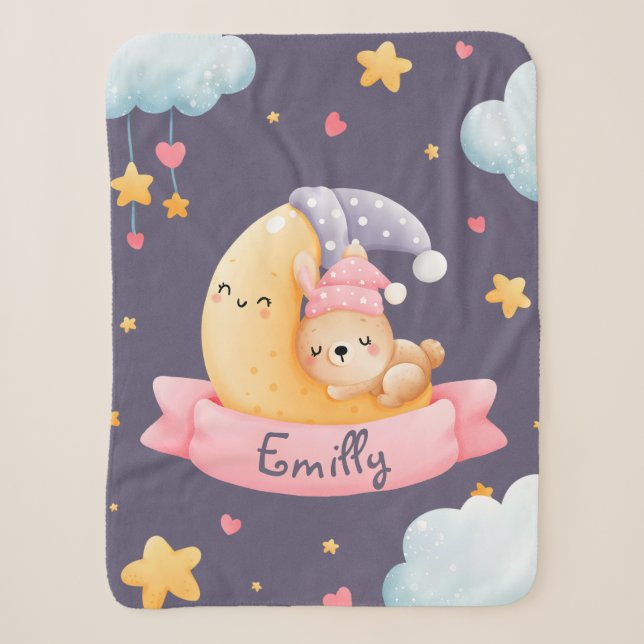 Niedliches Schlafen Bunny Girl Sherpadecke (Vorderseite)