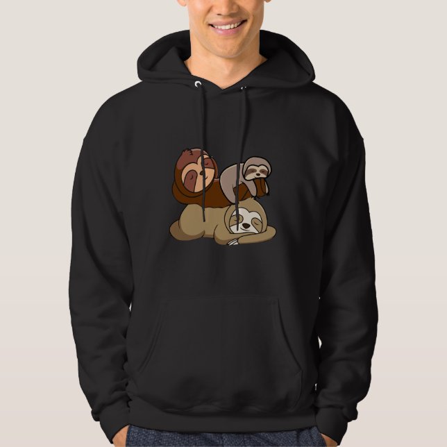 Niedliches Schlafen Lazy Sloth gestapelt Hoodie (Vorderseite)