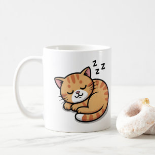 Niedliches Schlafen Orange Tabby Cat Tasse - Kaffe