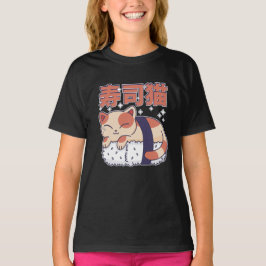 Niedliches Schlafen Sushi Katze Kitten Asian Food T-Shirt