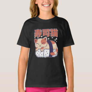Niedliches Schlafen Sushi Katze Kitten Asian Food T-Shirt