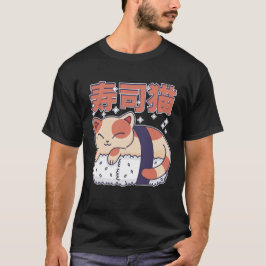 Niedliches Schlafen Sushi Katze Kitten Asian Food T-Shirt