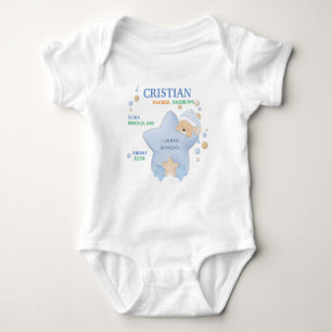 Niedliches Schlafen Teddy Bear Baby Boy Birth Stat Strampler