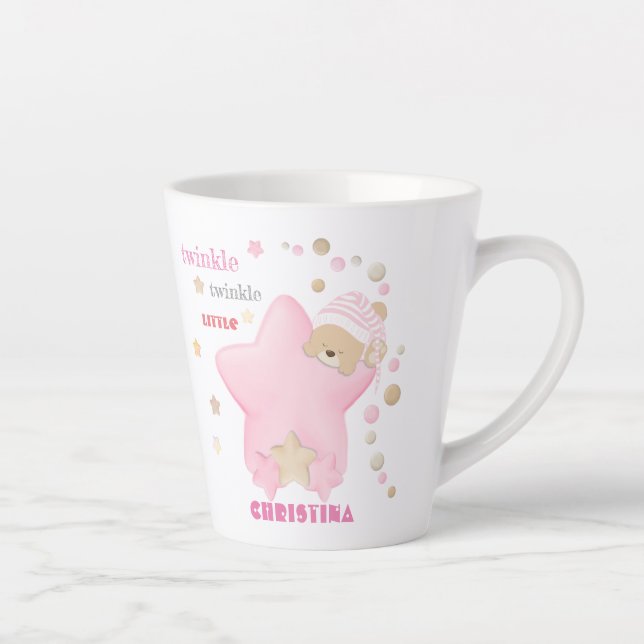 Niedliches Schlafen Teddy Bear Baby Girl Geburtsst Milchtasse (Rechts)