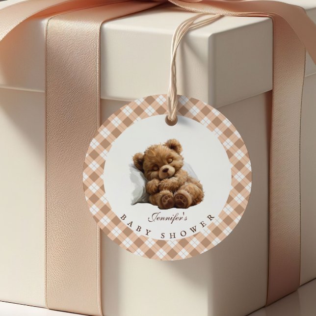 Niedliches Schlafen Teddy Bear Babydusche Geschenkanhänger (Von Creator hochgeladen)