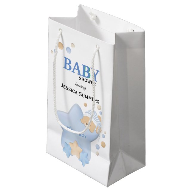 Niedliches Schlafen Teddy Bear Babydusche Kleines  Kleine Geschenktüte (Vorderseite Schrägansicht)
