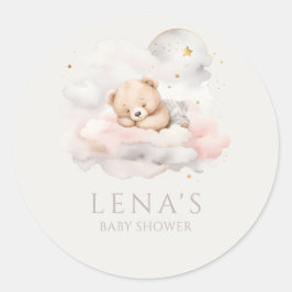 Niedliches Schlafen Teddy Bear Babydusche Runder Aufkleber