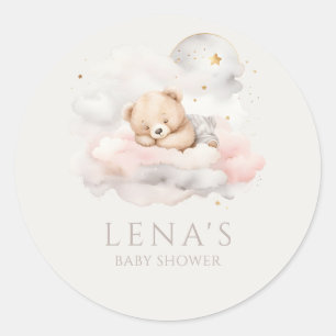 Niedliches Schlafen Teddy Bear Babydusche Runder Aufkleber