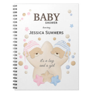 Niedliches Schlafen Teddy Bear Twins Kinderdusche  Notizblock