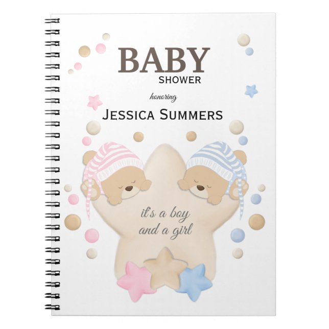 Niedliches Schlafen Teddy Bear Twins Kinderdusche  Notizblock (Vorderseite)