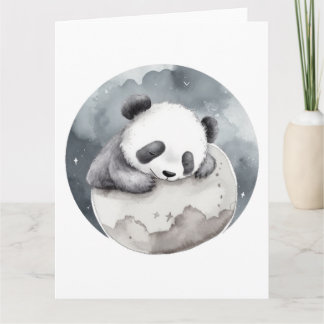 Niedliches Schlafen Watercolor Baby Panda Karte