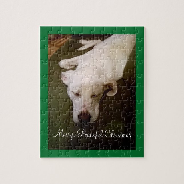 Niedliches Schlafen Weiße Welpe Hunde Weihnachten (Vertikal)