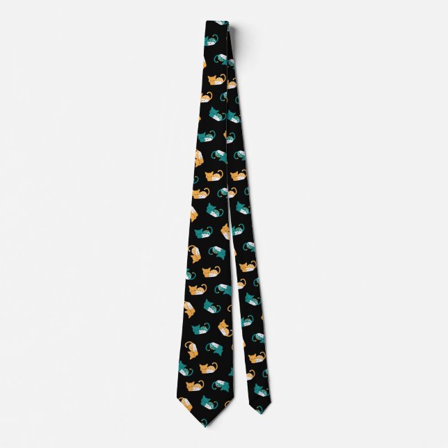Niedliches Schlafkattenmuster III Neck Tie Krawatte (Vorderseite)