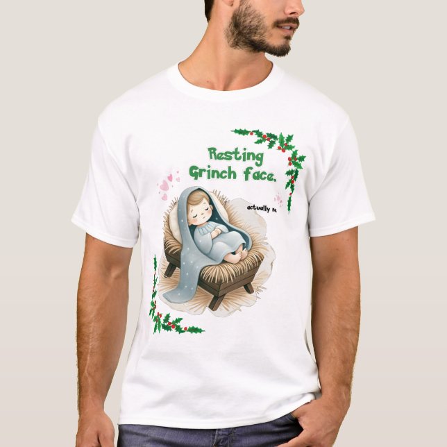 Niedliches Schlafkind Jesus Geburt T-Shirt (Vorderseite)