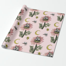 Niedliches Schlafmuster Panda Bären Faial Blumenmu Geschenkpapier