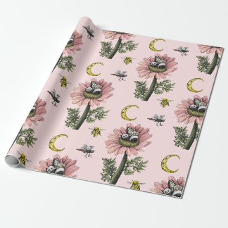 Niedliches Schlafmuster Panda Bären Faial Blumenmu Geschenkpapier