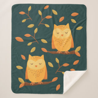 Niedliches Schlafowl Herbstmuster 🦉 Sherpadecke