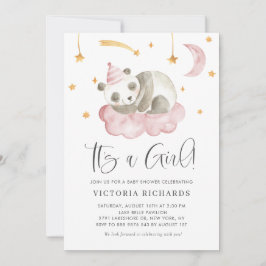Niedliches Schlafpanda Pink Es ist eine Girl Baby  Einladung