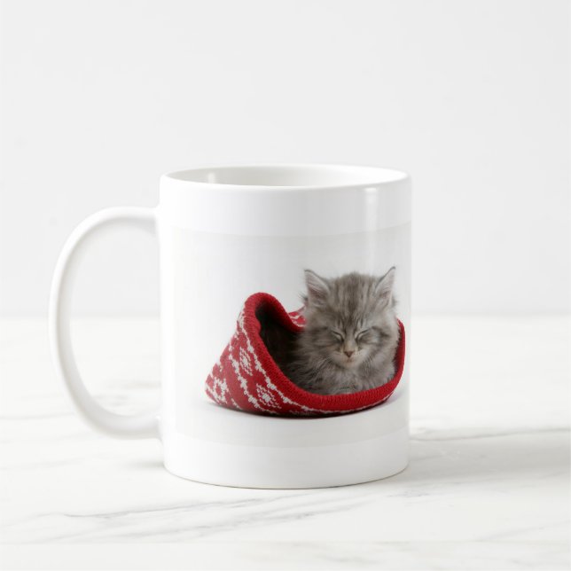 Niedliches schläfriges Kätzchen Kaffeetasse (Links)