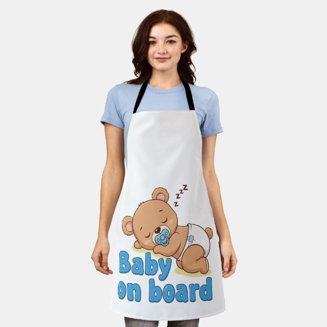 Niedliches Schlafteddy Bear Baby an Bord Cartoon Schürze (Getragen)