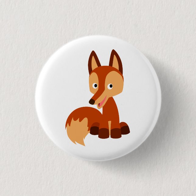 Niedliches schlaues Cartoonfox-Knopf-Abzeichen Button (Vorderseite)