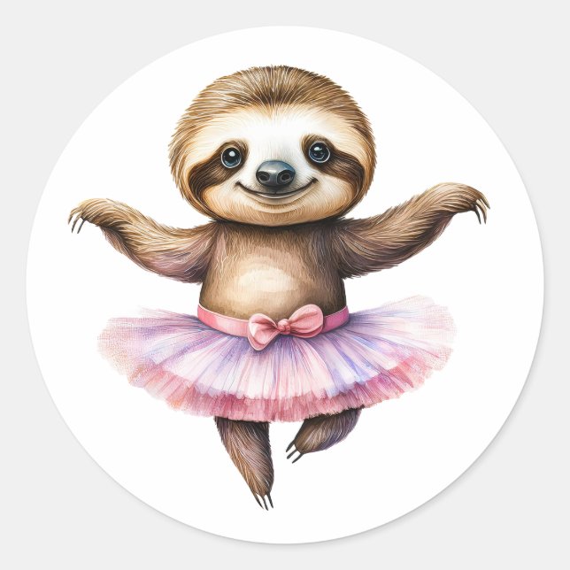 Niedliches Schleppballerina Tanzballett Runder Aufkleber (Vorderseite)