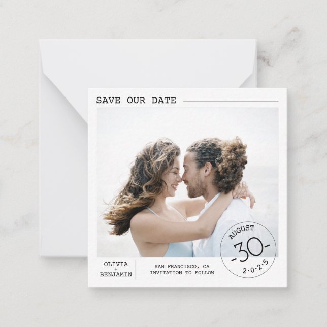 Niedliches schlichtes und elegantes Save the Date  Mitteilungskarte (Vorderseite)