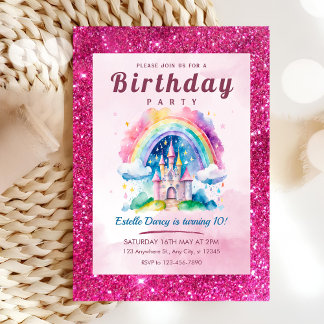 Niedliches Schloss Girls Geburtstag Einladung