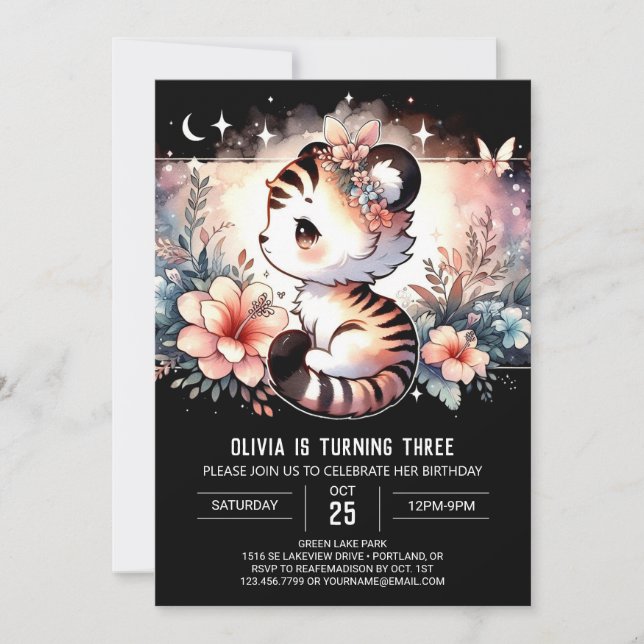 Niedliches Schloss Tiger Geburtstag Einladung (Vorderseite)