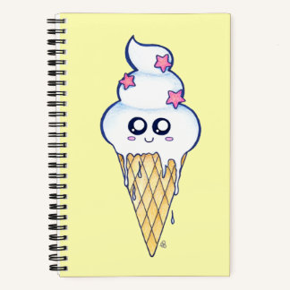 Niedliches Schmelzen Eiscreme, Kawaii-Cartoon Notizbuch