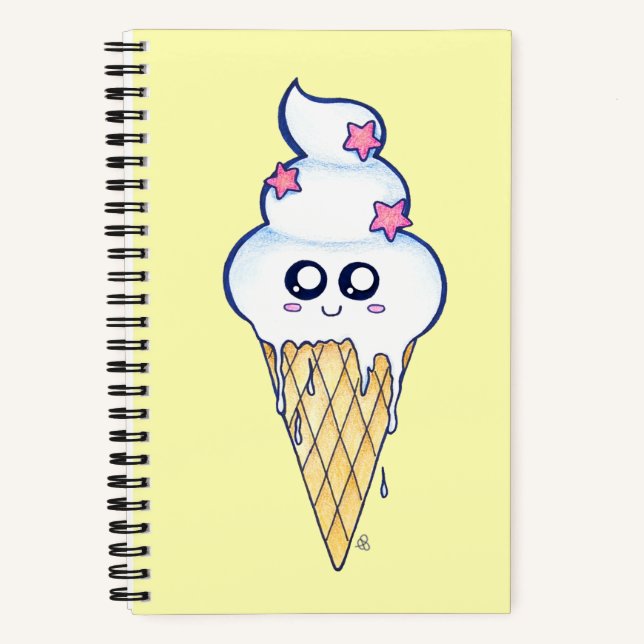 Niedliches Schmelzen Eiscreme, Kawaii-Cartoon Notizbuch (Vorderseite)