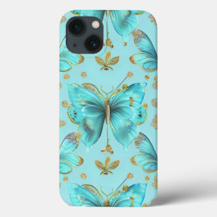 Niedliches Schmetterlingsmuster auf blauem Hinterg Case-Mate iPhone Hülle