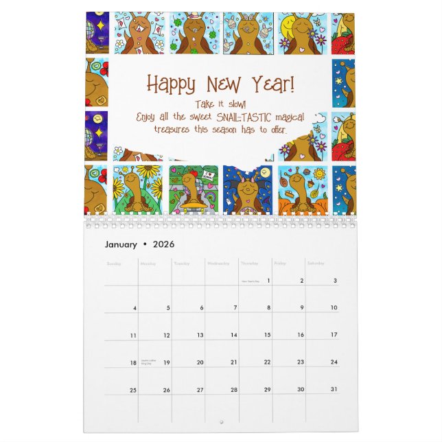 Niedliches Schneckenmittel 2026 Kalender (Jan 2026)