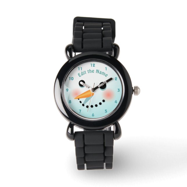 Niedliches Schneegesicht mit Karottennase Armbanduhr (Vorderseite)