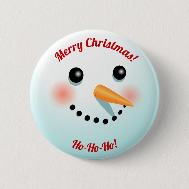 Niedliches Schneegesicht mit Karottennase Button (Vorderseite)