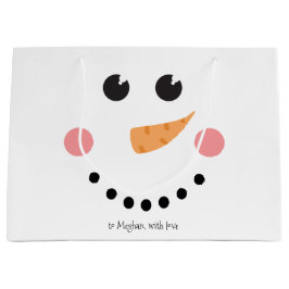 Niedliches Schneemann-Gesicht mit individuelle Nam Große Geschenktüte