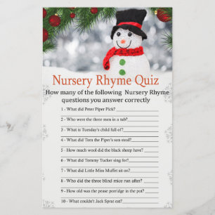 Niedliches Schneemann-Kinderzimmer Rhyme Quiz Baby