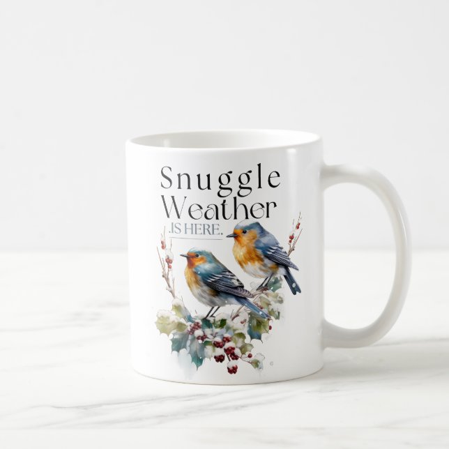 Niedliches Schnurrbartwetter ist hier/Vögel Kaffeetasse (Rechts)