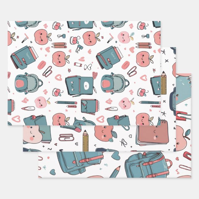 Niedliches scholastisches Papier, zurück zur Schul Geschenkpapier Set (Set)