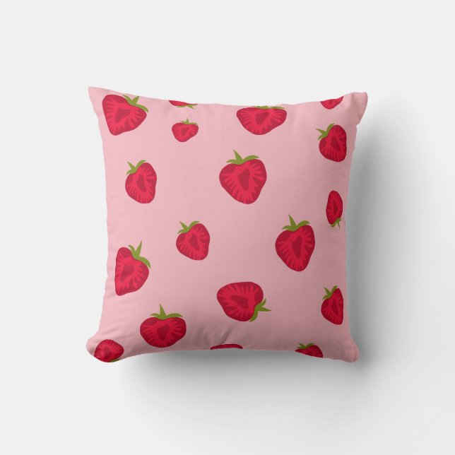 Niedliches, schönes rosa Erdbeermuster Kissen (Vorderseite)