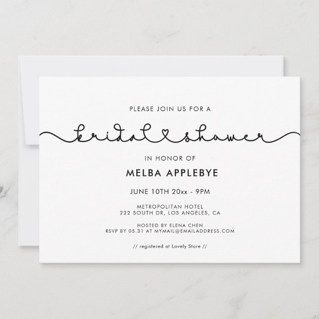 Niedliches Schriftart-Brautparty Einladung (Vorderseite)