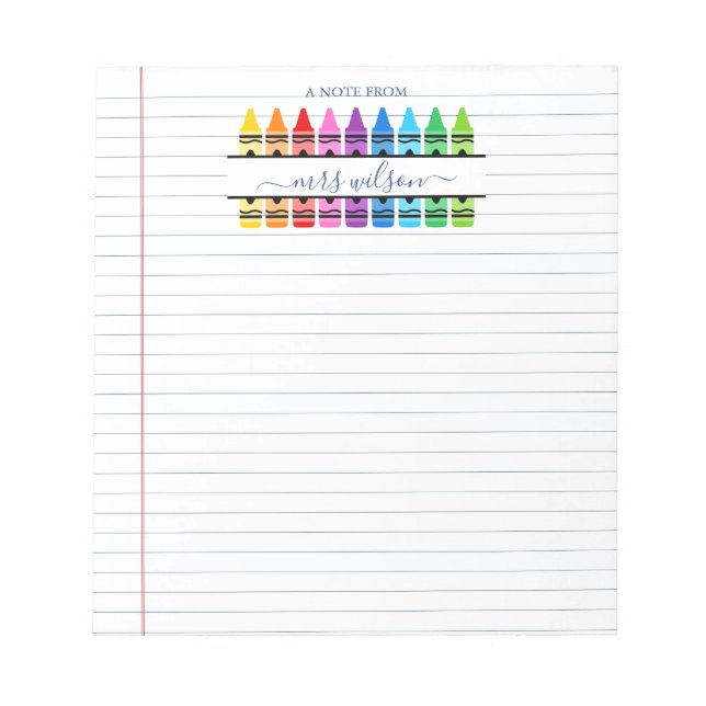 Niedliches Schulbuch mit einem Hinweis des Lehrers Notizblock (Vorderseite)