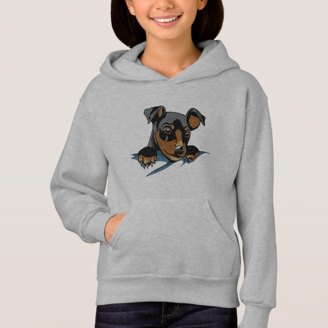 Niedliches Schwarz-Dackel-Welpendesign Hoodie (Vorderseite)