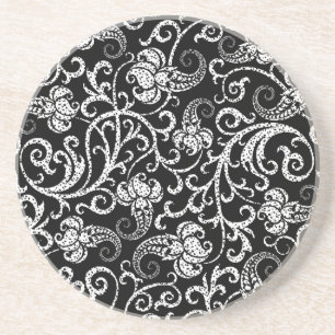 Niedliches Schwarz-Dalmatien-Blume-Hintergrunddesi Getränkeuntersetzer