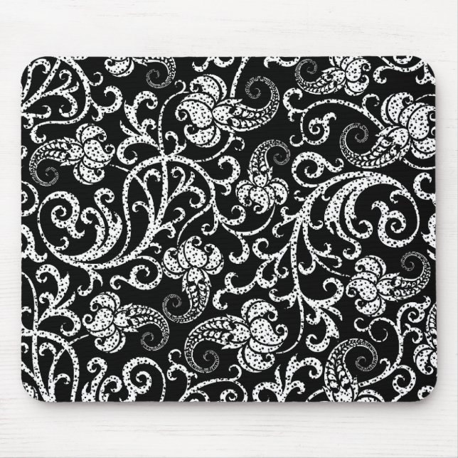 Niedliches Schwarz-Dalmatien-Blume-Hintergrunddesi Mousepad (Vorne)